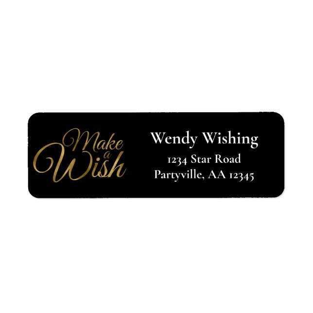 Gold Make a Wish Birthday Party Address (Front)
