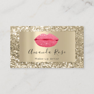 Gold MAKE-UP ARTIST Pink KISS LIPS GLITTER Appointment Card