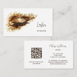 Gold Make Up Eye Lashes Business Card