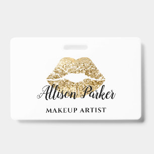 Gold MAKEUP ARTIST Logo Kiss Name ID Badge