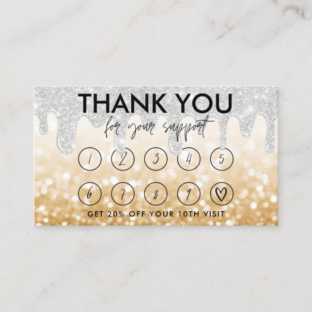 Gold Makeup Drip Logo Loyalty Card (Front)