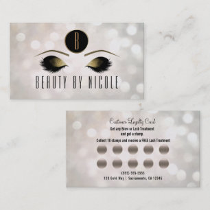 Gold Makeup Eyes White Bokeh Customer Loyalty Card