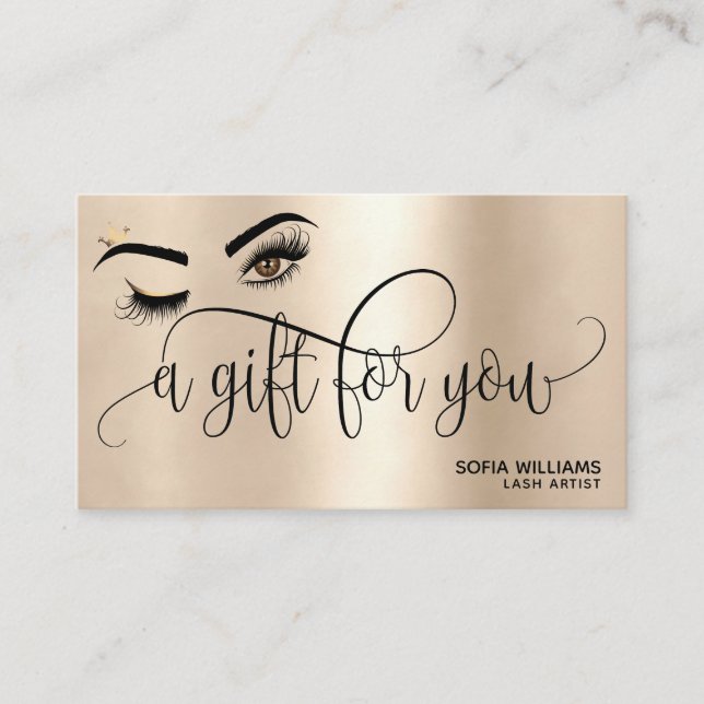 Gold Makeup Wink Eye Beauty Salon Gift Card (Front)