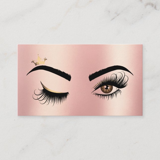 Gold Makeup Wink Eye Beauty Salon Lash Extension Business Card (Front)