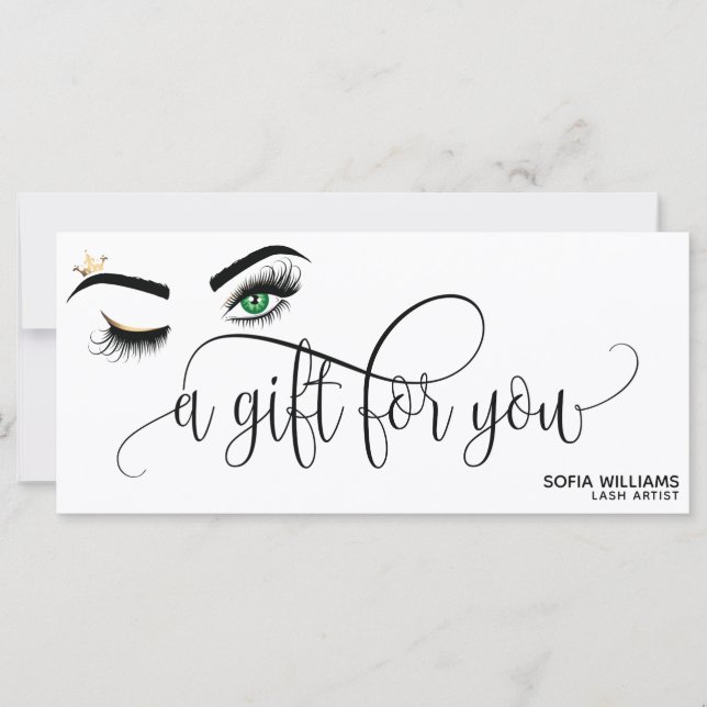 Gold Makeup Wink Eye brown Beauty Salon Gift Card (Front)