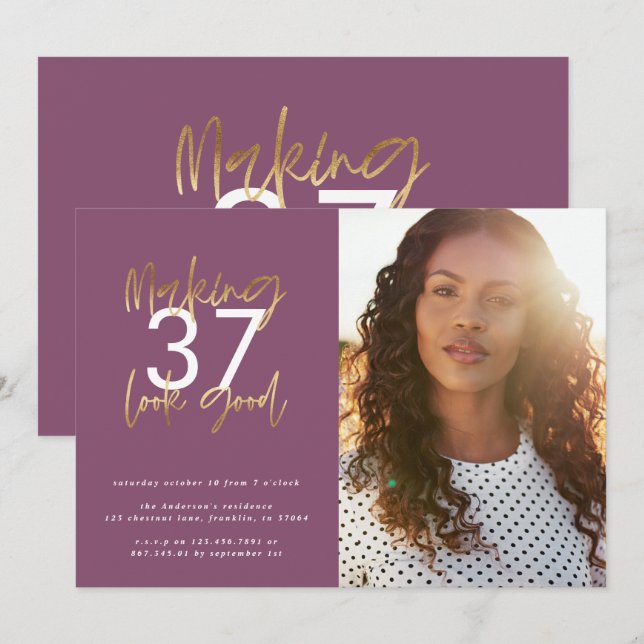 Gold making age look good photo birthday  (Front/Back)
