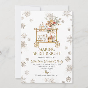 Gold Making Spirits Bright Cocktail Holiday Party Invitation