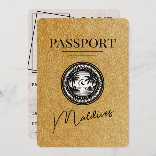 Gold Maldives Passport Save The Date (Front/Back)