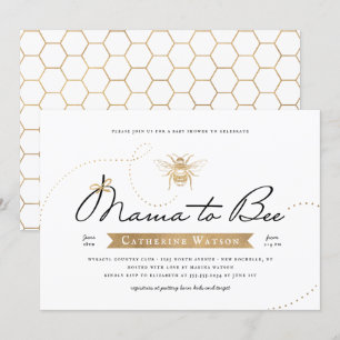 Gold Mama to Bee Baby Shower Invitation