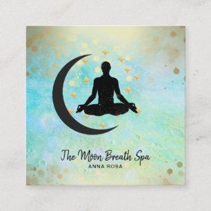 *~* Gold Man +  Moon Meditation Yoga Mindfulness Square Business Card