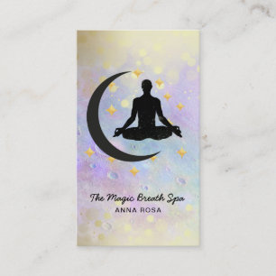 *~* Gold Man + Moon Yoga Meditation Mindfulness Business Card