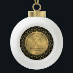 Gold Mandal On Black 50th Wedding Anniversary Ceramic Ball Christmas Ornament<br><div class="desc">"Capture the essence of elegance with our exquisite gold mandala design,  beautifully contrasted against a sleek black background. Customisable black and gold typography adds a touch of personalisation to commemorate your golden wedding anniversary. This stunning ornament is the perfect addition to your holiday tree decor."</div>