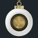 Gold Mandal On Black 50th Wedding Anniversary Ceramic Ball Christmas Ornament<br><div class="desc">"Capture the essence of elegance with our exquisite gold mandala design,  beautifully contrasted against a sleek black background. Customisable black and gold typography adds a touch of personalisation to commemorate your golden wedding anniversary. This stunning ornament is the perfect addition to your holiday tree decor."</div>