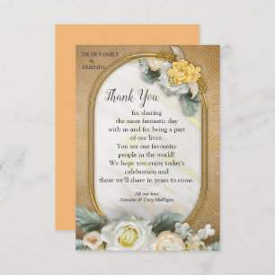 Gold Mandala background with White Roses RSVP Card