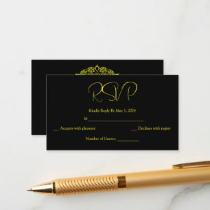 gold mandala black rsvp card