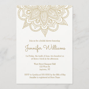 Gold mandala bridal shower invitations