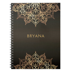 Gold Mandala Brown Bronze Chic Glamour Modern Glam Notebook