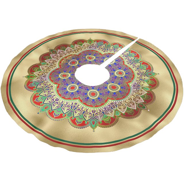 Gold Mandala  Brushed Polyester Tree Skirt (Angled)