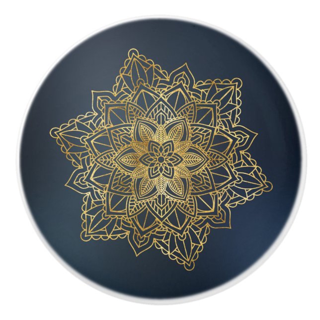 Gold Mandala Ceramic Knob (Front)