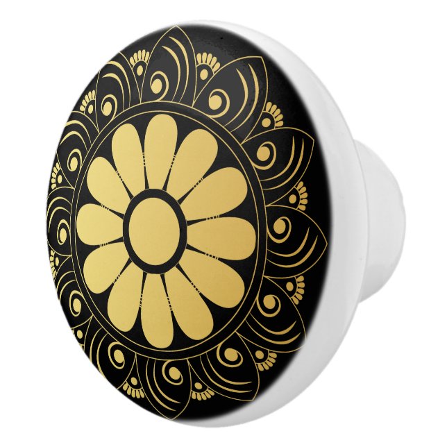 Gold Mandala Ceramic Knob (Right)
