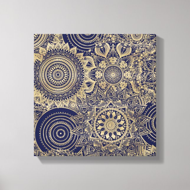 Gold Mandala Collection Blue Design Canvas Print (Front)