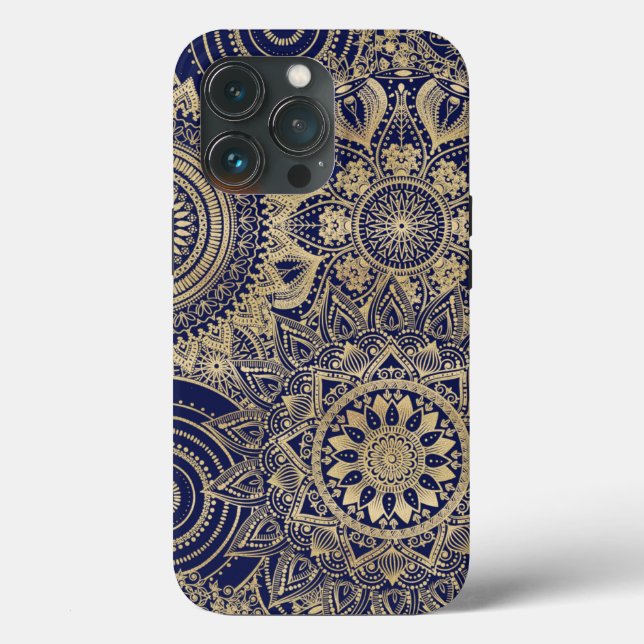 Gold Mandala Collection Blue Design Case-Mate iPhone Case (Back)