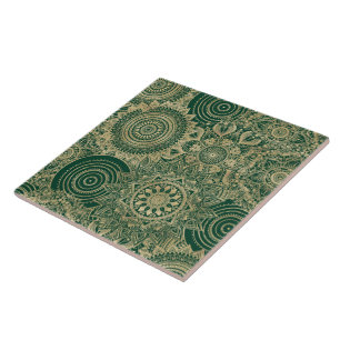 Gold Mandala Collection Green Design Tile