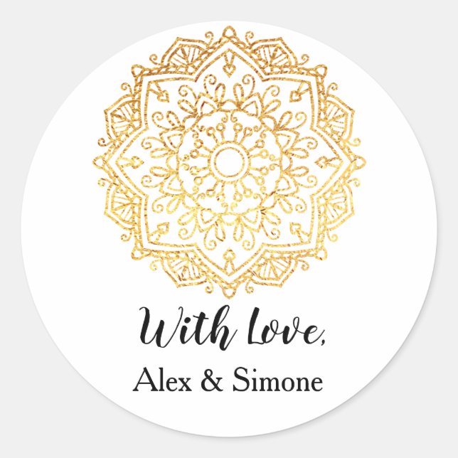 Gold Mandala Custom With Love Sticker (Front)