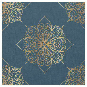 Gold Mandala Damask Pattern Fabric