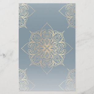 Gold Mandala Damask Pattern Stationery