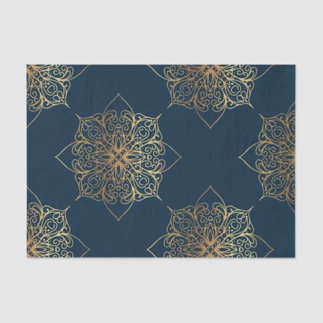 Gold Mandala Damask Pattern Tissue Paper (Front)