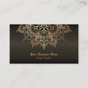Gold Mandala  Earthy Brown Bronze Modern Yoga Business Card