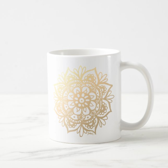 Gold Mandala Flower Coffee Mug (Right)