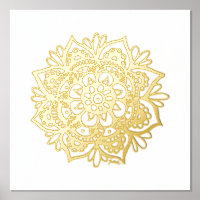 Gold Mandala Flower Foil Art Print
