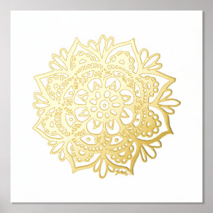 Gold Mandala Flower Foil Art Print