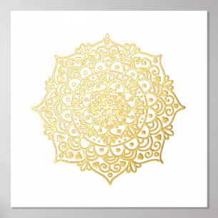 Gold Mandala Flower Foil Art Print