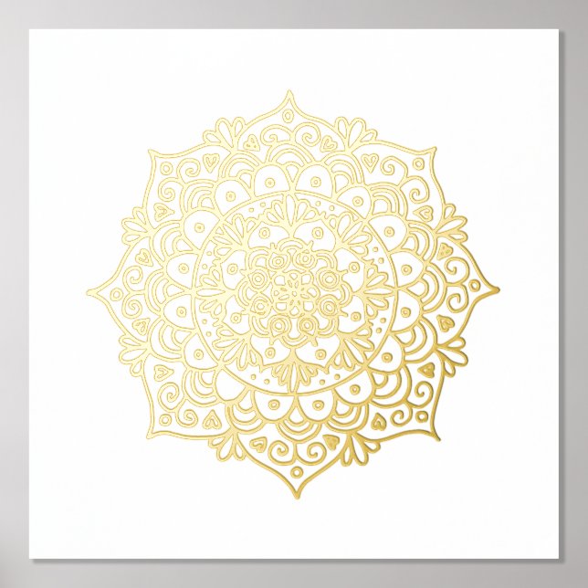 Gold Mandala Flower Foil Art Print (Front)