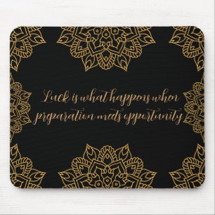 Gold Mandala Flowers with black pattern Mouse Mat