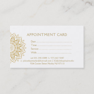 Gold mandala hearts and swirls appointment card