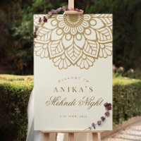 Gold Mandala Indian Mehndi Night Welcome Sign