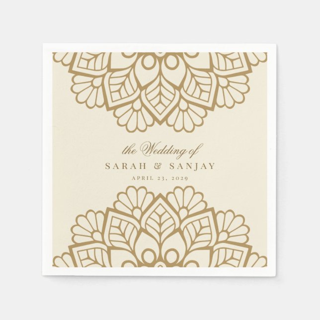 Gold Mandala Indian Wedding or Sangeet Napkin (Front)