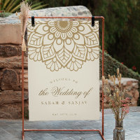 Gold Mandala Indian Wedding Welcome Sign