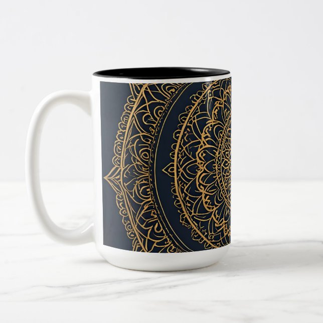 Gold Mandala Midnight Blue Mug (Left)