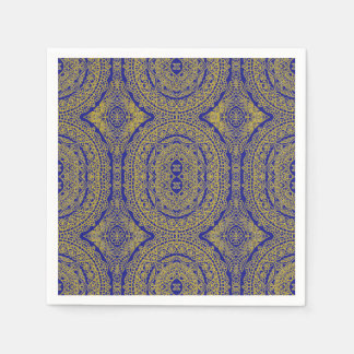 Gold Mandala On Blue Napkin