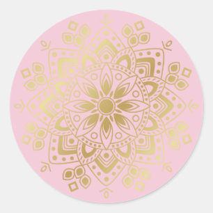 Gold Mandala on Light Blush Pink Envelope Seals