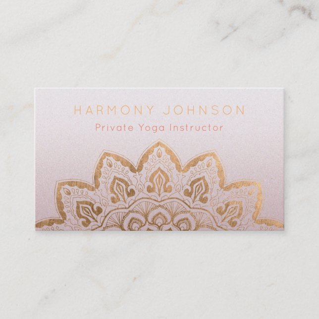 Gold Mandala on Mauve Shimmer Business Card (Front)
