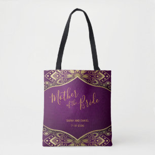 Gold Mandala on Purple Mother of the Bride Gift Tote Bag