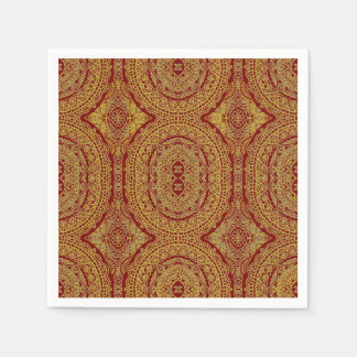 Gold Mandala On Red  Napkin