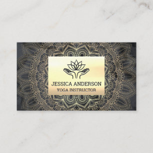 Gold Mandala Pattern Healing Lotus Hands Business Card