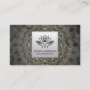 Gold Mandala Pattern Healing Lotus Hands Business Card
